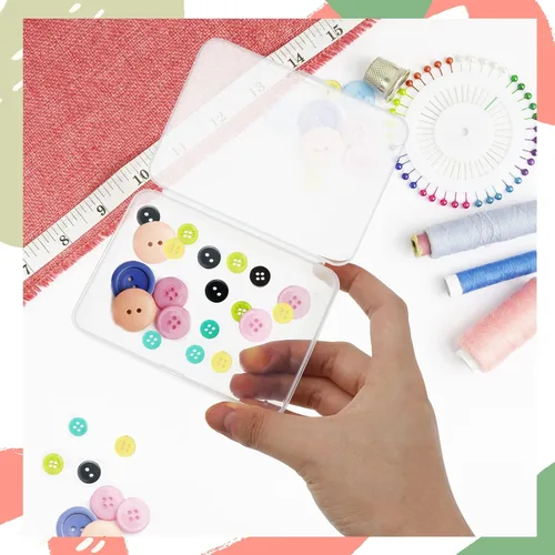 Miniatura 6 de 6 Paquetes Contenedores de Almacenamiento Pequeños Rectangulares de Plástico Transparente Caja Estuche con Tapa con Bisagras Organizador