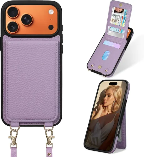 Miniatura 27 de Funda para iPhone 14 Pro Max de 6.7'', Funda Cartera Cruzada Desmontable con Ranuras para Tarjetas con Bloqueo RFID, Soporte de Anillo de 360°