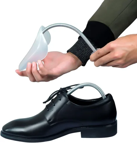 Miniatura 4 de 10 pares de árboles de zapatos de plástico para hombres (blanco)