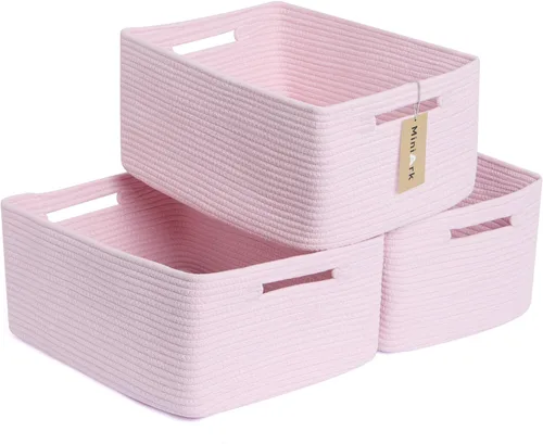 Miniatura 33 de MiniArk Cestas grandes de almacenamiento para estantes, organizadores de armario, para ropa, manta, toallas, guardería, caja de juguetes, cestas