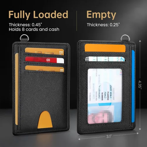 Miniatura 8 de Mayski Cartera delgada minimalista, soporte para tarjetas de crédito para mujeres y hombres, estuches para tarjetas con bloqueo RFID en el bolsillo
