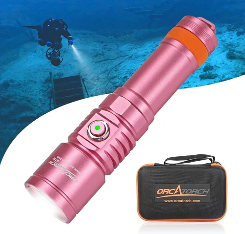Miniatura 10 de ORCATORCH D710 Luz de Buceo, Linterna Subacuática Super Brillante de 3000 Lúmenes con Haz Estrecho de 6 Grados, Antorcha de Buceo Nocturna Negro
