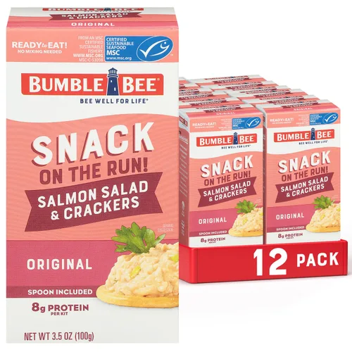 Miniatura 11 de Bumble Bee Snack On The Run - Kit de ensalada de atún original con galletas saladas, paquete de bocadillos de proteína listo para comer, 8g