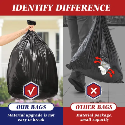 Miniatura 5 de Teivio Bolsas de basura grandes negras de 55 a 60 galones, 60 unidades, grandes multiusos, para contenedores de basura de 45, 48, 49, 50, 55, 60