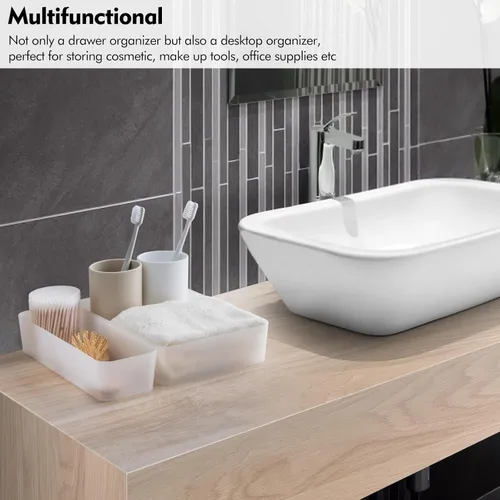 Miniatura 5 de Poeland Bandeja organizadora de cajones de 5 piezas, caja de almacenamiento para dormitorio, mesita de noche, cajón, tocador, baño, cajón de cocina