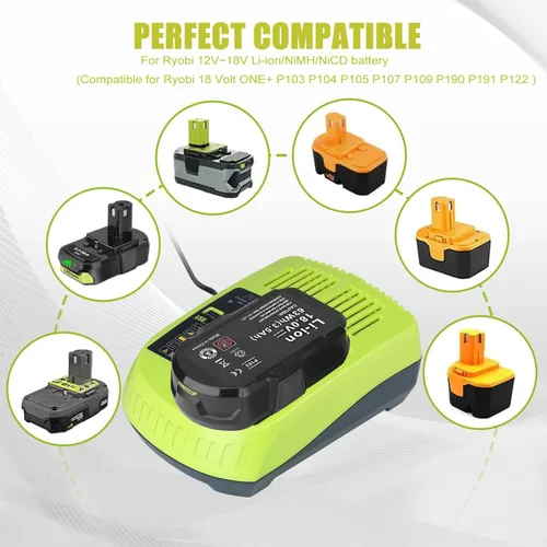 Miniatura 4 de KUNLUN Paquete de 2 baterías P102 de 3.5Ah para batería Ryobi de 18 V y cargador P117 compatible con herramientas eléctricas Ryobi 18 voltios ONE+