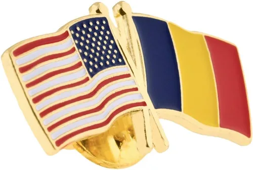 Miniatura 174 de PinMart Pin de solapa esmaltado con bandera de la amistad cruzada de Estados Unidos y el mundo