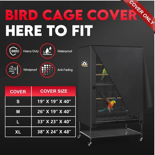 Miniatura 2 de Zettum Funda para jaula de pájaros, 600D, para la noche, resistente e impermeable, resistente a la decoloración, accesorio para jaula de pájaros