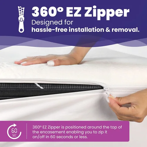 Miniatura 3 de Slumberfy - Protector de colchón de viscosa impermeable de tamaño individual hecho de bambú, seguro para la piel, con cremallera EZ de 360°