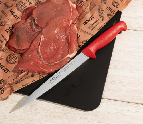Miniatura 6 de Arcos Cuchillo de filete de acero inoxidable nitrum de 7 pulgadas. Mango ergonómico de polipropileno y hoja de 7.480 in. Cuchillo afilado para Rojo