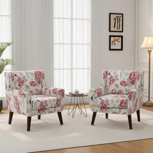 Miniatura 30 de Silla decorativa, sillas de tela moderna de mediados de siglo con brazos para sala de estar, cómodo sillón tapizado para dormitorio, sala de espera