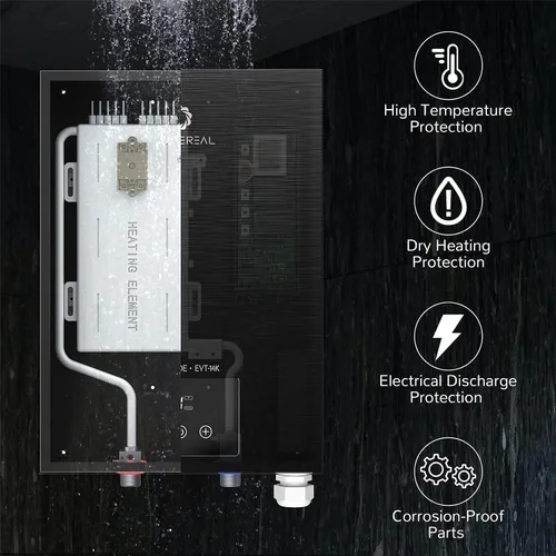 Miniatura 2 de Calentador de agua sin tanque eléctrico Airthereal 14kW, 240 voltios - Agua caliente infinita bajo demanda - Se modula automáticamente para ahorrar