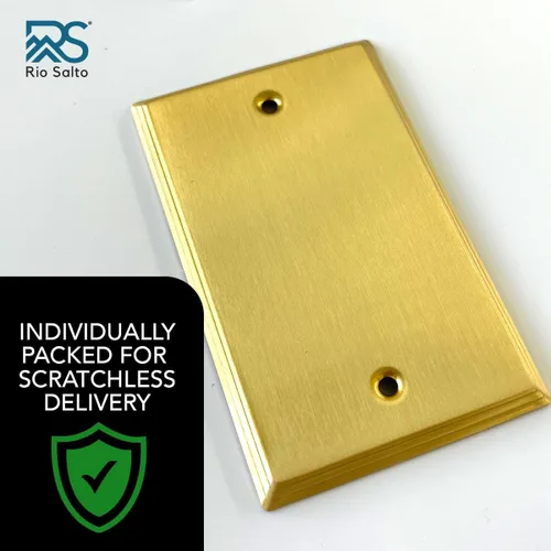 Miniatura 3 de Rio Salto BRASS Deco Collection - Placa de pared ciega de metal dorado de tamaño estándar, cubierta de salida resistente a la corrosión para Placa