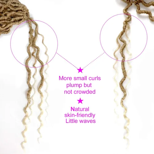 Miniatura 7 de Aipin Goddess Locs - Cabello de ganchillo de 14 pulgadas, estilo locs de río bohemio, hippie, ondulado, con cabello rizado en medio y puntas