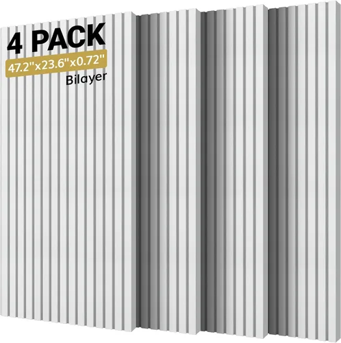 TONOR Paneles de pared acústicos de doble capa autoadhesivos, paquete de 4 paneles de 47.2"x23.6"x0.72", paneles de pared de alta densidad grandes