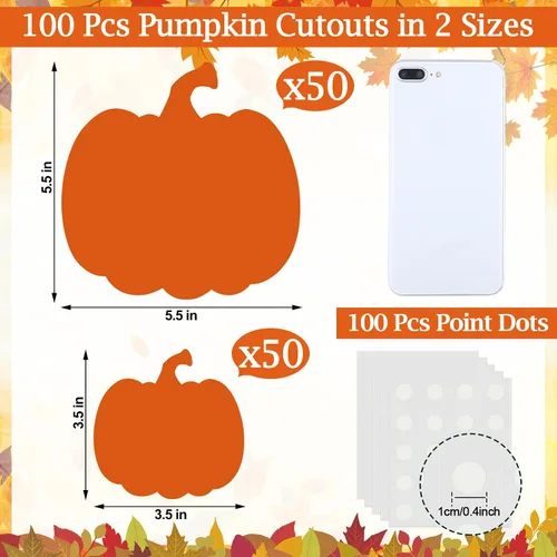 Miniatura 2 de Harloon 100 Piezas Recortes de Papel de Calabaza 5.5" 3.5" Acentos de Tablón de Anuncios de Aula de Calabaza de Halloween Recortes de Manualidades