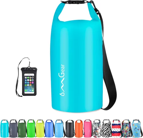 OMGear - Bolsa seca impermeable y bolsa para teléfono, bolsa flotante de 40L/30L/20L/10L/5L para kayak, navegación, actividades al aire libre verde