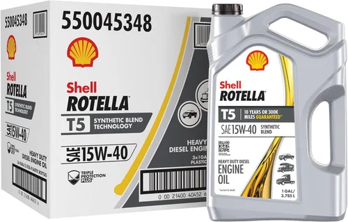 Shell Rotella T5 Synthetic Blend 15W-40 Aceite de Motor, 1 Galón (Paquete de 3)