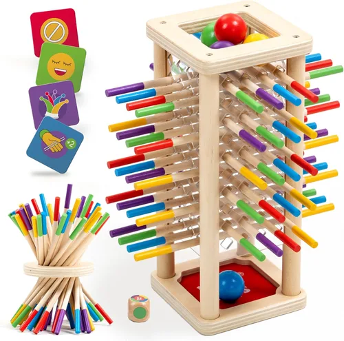 Nene Toys BALLFALL - Juego de mesa de madera Montessori para niños de 3 a 9 años - Juguete educativo para habilidades motoras finas y pensamiento