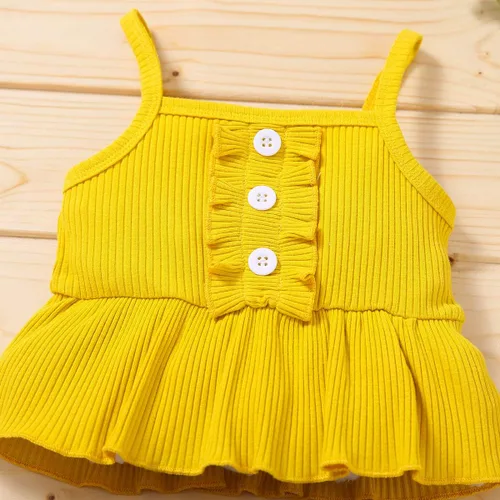 Miniatura 3 de FYBITBO Conjunto de ropa de 2 piezas para bebés y niñas pequeñas con cuello halter y pantalones cortos florales