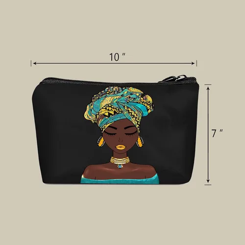 Miniatura 4 de Bolsa de maquillaje Melanin para mujer, bolsa de cosméticos impresa portátil, bolsa de aseo de viaje, bolsa organizadora de maquillaje para mujeres