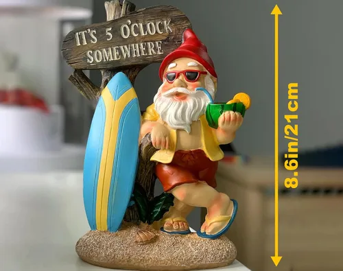 Miniatura 4 de Gnomos divertidos de jardín, gnomos de jardín para exteriores, decoraciones de gnomos para patio (estatua de gnomo de playa para jardín)
