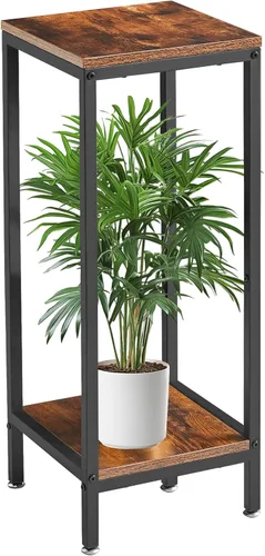 Miniatura 10 de IBUYKE Soporte para plantas de 30 pulgadas de alto para interiores, soporte de esquina de madera de 2 niveles, estante redondo moderno para plantas