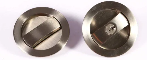 Miniatura 4 de CCJH Puerta corrediza de madera de granero invisible para puerta corrediza, manija de taza con llaves (plateado (diámetro 2.95 pulgadas)