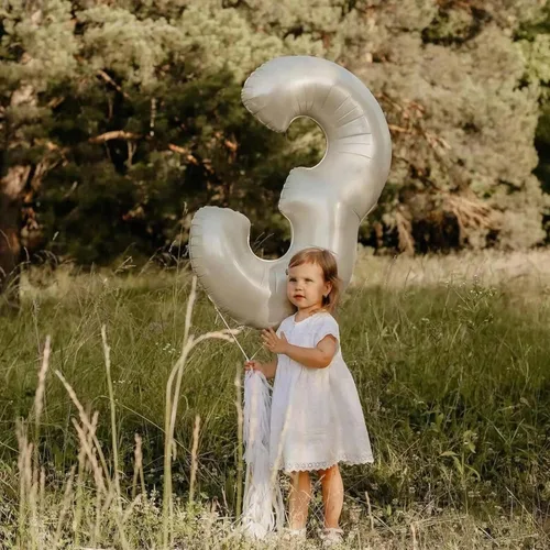Miniatura 3 de Globos de número 3, globo de número 3, globo de número 3 de 40 pulgadas, color blanco arena, globos grandes de números de aluminio para fiesta