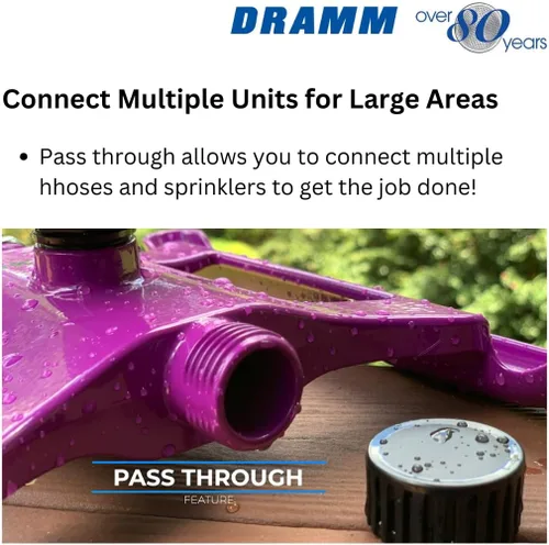 Miniatura 5 de Dramm ColorStorm - Aspersor de transmisión por engranajes sobre base de metal resistente y duradera, 4 patrones, ideal para áreas pequeñas, medianas