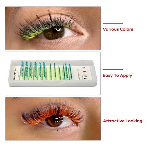 Miniatura 4 de THE LASH SUPPLY Extensiones de pestañas de volumen de color para Halloween, rizo CC, 0.51-0.70 pulgadas de longitud, 0.07 de grosor, rizo natural