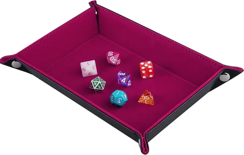 Miniatura 10 de SIQUK Bandeja de Dados de Doble Cara Plegable Rectangular de Cuero PU y Portadados de Terciopelo Burdeos