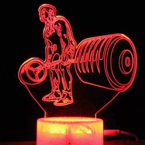 Lámpara de luz nocturna 3D para levantamiento de peso, con 7 colores cambiantes, interruptor táctil, lámpara de decoración de escritorio, acrílico,