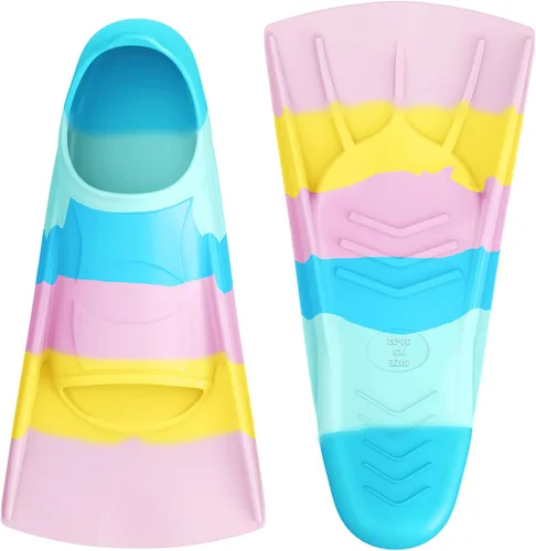 Miniatura 53 de Gintenco Aletas de Natación, Aletas de Entrenamiento de Natación para Niños para Natación de Vueltas, Aletas de Tamaño de Viaje con Bolsa de Malla