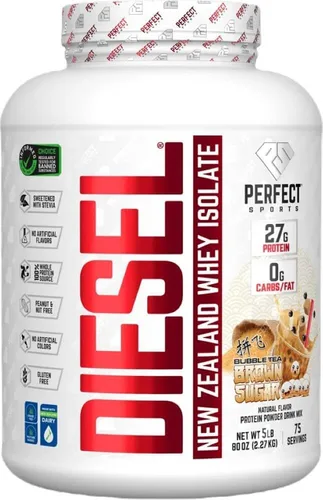 Miniatura 33 de PERFECT SPORTS Diesel 100% aislado de proteína de suero de Nueva Zelanda Endulzado con stevia, sin ingredientes artificiales, apto para dieta Keto