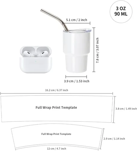 Miniatura 2 de PYD Life Paquete de 24 vasos de chupito de sublimación de 3 onzas, vasos en blanco a granel, vasos de acero inoxidable con tapa y popote
