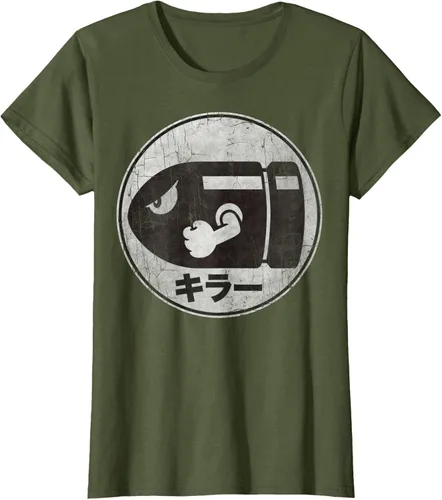 Miniatura 53 de Super Mario Camiseta con logotipo de Bullet Bill Distressed en Kanji