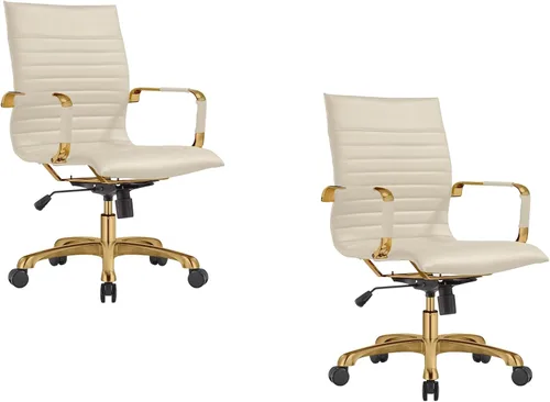 Miniatura 34 de LeisureMod Harris - Silla de oficina ejecutiva ergonómica moderna, silla de escritorio de piel con respaldo alto con altura ajustable, control