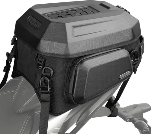 Miniatura 10 de Rhinowalk Bolsa trasera para motocicleta, bolsa de asiento trasero rígida impermeable, 12-18L expandible mochila de equipaje de motocicleta