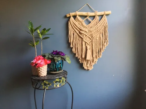 Miniatura 4 de Wild Cotton Fiber Arts - Arte de macramé hecho a mano 100% algodón natural para colgar en la pared en la rama de madera flotante, decoración bohemia