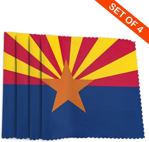 Miniatura 4 de Rectangular Placemats Set of 4, Heat Resistant Arizona Flag Printed Kitchen Dining Table Mats