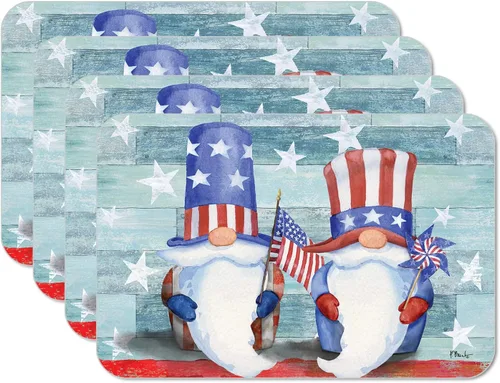 Miniatura 16 de CounterArt Americana Style - Juego de 4 manteles individuales reversibles de plástico flexible de fácil cuidado, fabricados en los Estados Unidos