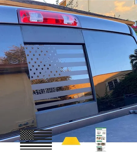 Miniatura 11 de Xinghe Para Chevy Silverado GMC Sierra Chevrolet Colorado 2019-2023, calcomanía de bandera estadounidense para ventana trasera de camión, vinilo