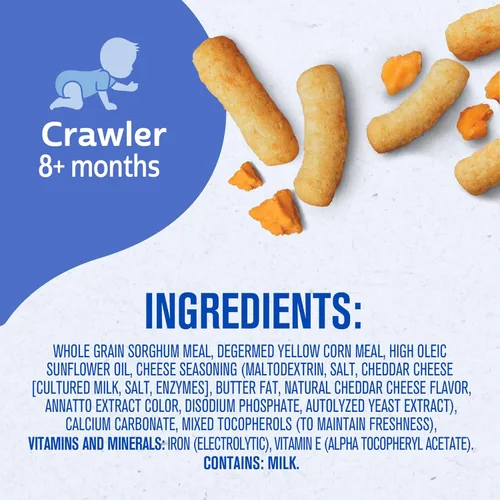 Miniatura 3 de Gerber Stage 3 Snacks de comida para bebés, Mild Cheddar Lil' Crunchies, Snacks para bebés, alimentación guiada por el bebé, paquete de 6