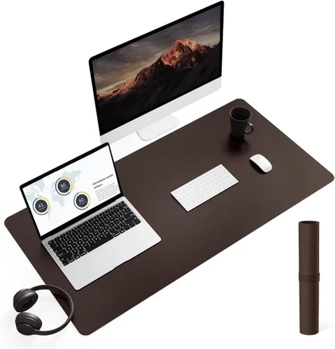 Miniatura 59 de YSAGi Almohadilla de escritorio de piel antideslizante, tapete impermeable para teclado de computadora portátil, protector de mesa y alfombrilla