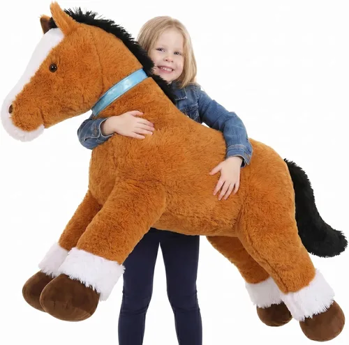 MaoGoLan Peluche de caballo grande para niño, juguete de peluche de caballo grande para niña y niño, poni hinchable para niños, almohada de peluche