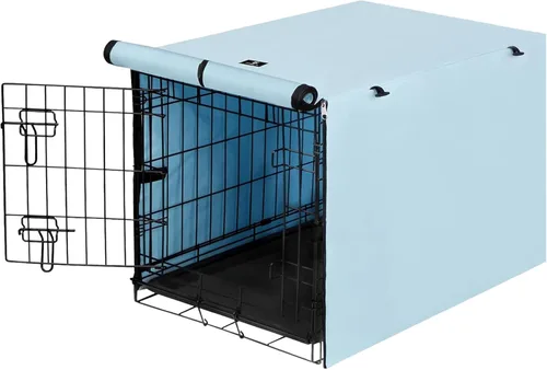 X-ZONE PET Cubierta para jaula de perro de doble puerta - Cubierta para perrera de poliéster, se ajusta a jaula de alambre para perros de 24
