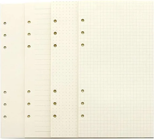 Miniatura 9 de Insertos de planificador A5, recargables para repuestos Filofax, arphia, 6 anillas, puntos, líneas, cuadrículas, lisos, 80 hojas/160 páginas para un