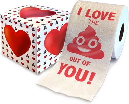 Miniatura 10 de Printed TP You're Booty-ful - Papel higiénico impreso para regalo de broma, divertido rollo de papel higiénico para San Valentín, decoración de Rojo