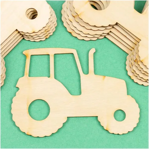 Miniatura 12 de Factory Direct Craft Grupo de 24 recortes de madera sin terminar para actividades artesanales y decoración Granero